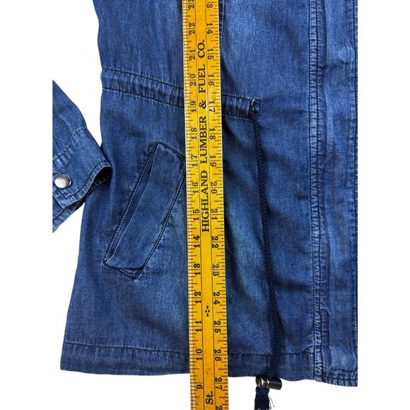 Ci Sono Adorak Jacket Drawstring Waist Blue Denim Cotton Tencel Pockets Sz Small - Picture 12 of 13